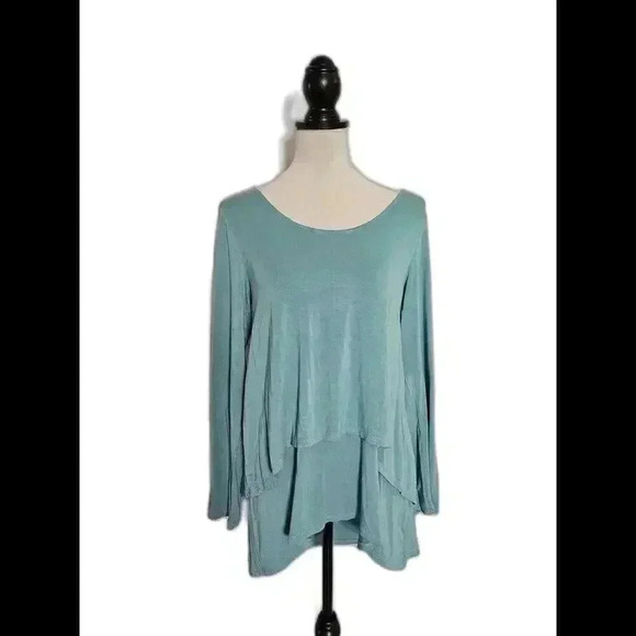 Flowy Long Sleeve Top - Soft Aqua Blue - Picture 1 of 3